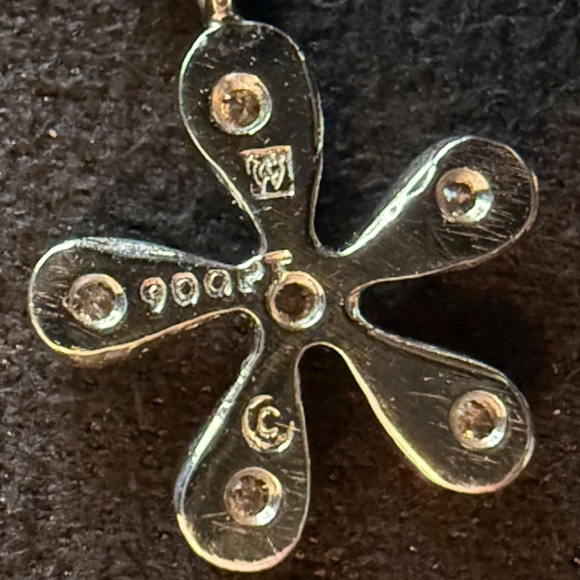 Designer CATHY WATERMAN Platinum Diamond DAISY Flower Pendant 16" Chain Necklace - Picture 7 of 16
